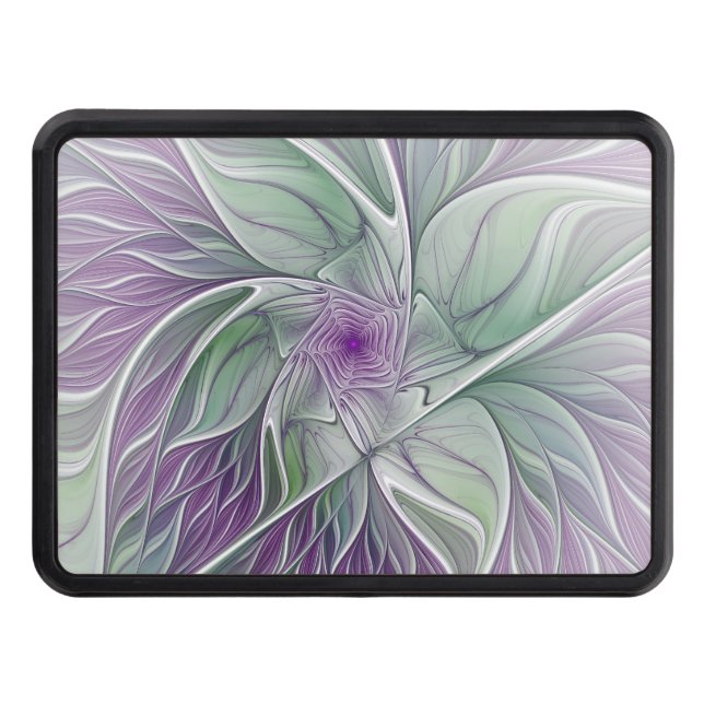 Flower Dream, Abstract Purple Green Fractal Art Hitch Cover (Front)