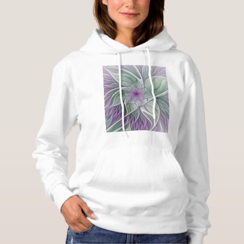 Flower Dream Abstract Purple Green Fractal Art Hoodie