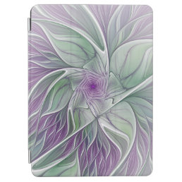 Flower Dream, Abstract Purple Green Fractal Art iPad Air Cover