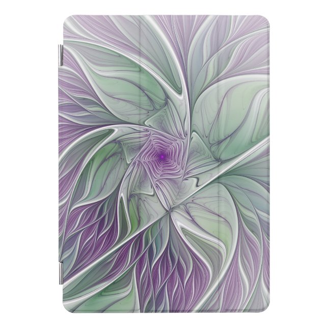 Flower Dream, Abstract Purple Green Fractal Art iPad Pro Cover (Front)