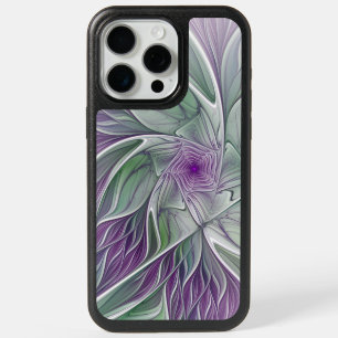 Flower Dream, Abstract Purple Green Fractal Art iPhone 15 Pro Max Case