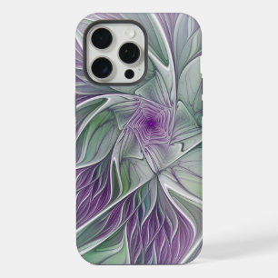 Flower Dream, Abstract Purple Green Fractal Art iPhone 15 Pro Max Case