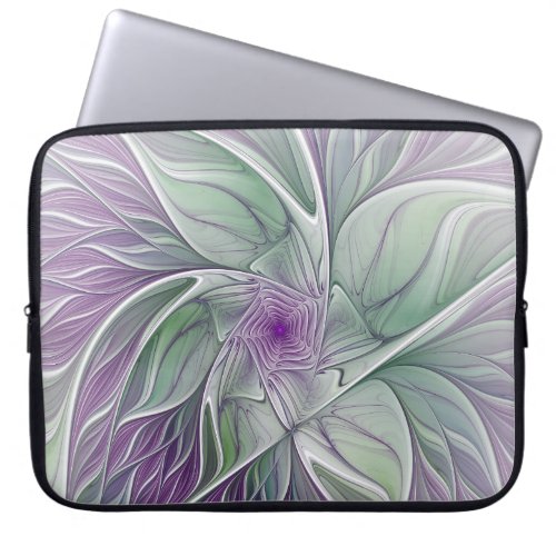 Flower Dream Abstract Purple Green Fractal Art Laptop Sleeve