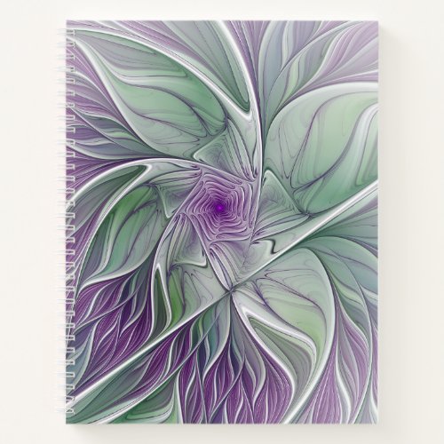 Flower Dream Abstract Purple Green Fractal Art Notebook