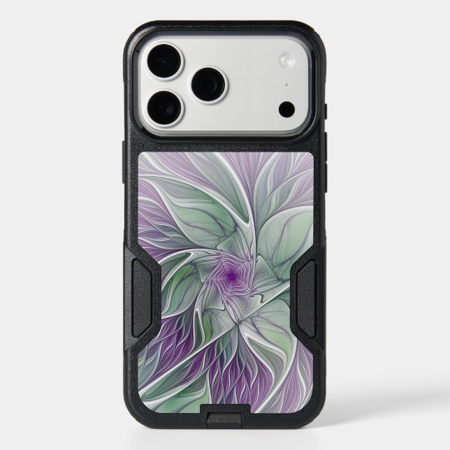 Flower Dream, Abstract Purple Green Fractal Art Otterbox iPhone Case (Back)