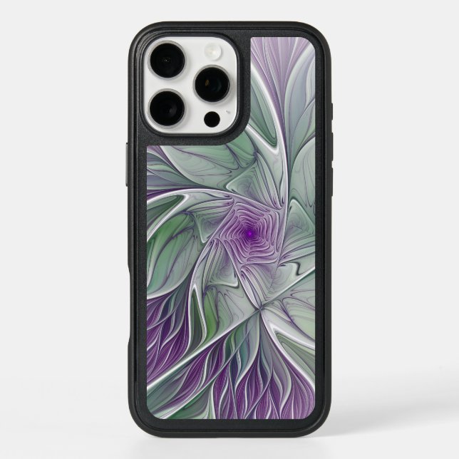 Flower Dream, Abstract Purple Green Fractal Art Otterbox iPhone Case (Back)