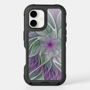 Flower Dream, Abstract Purple Green Fractal Art iPhone 16 Case