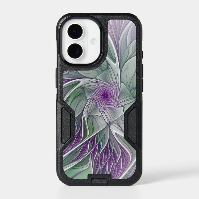 Flower Dream, Abstract Purple Green Fractal Art Otterbox iPhone Case (Back)