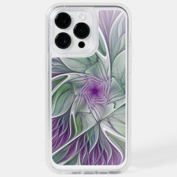 Flower Dream, Abstract Purple Green Fractal Art OtterBox iPhone 14 Pro Max Case