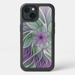 Flower Dream, Abstract Purple Green Fractal Art iPhone 13 Case