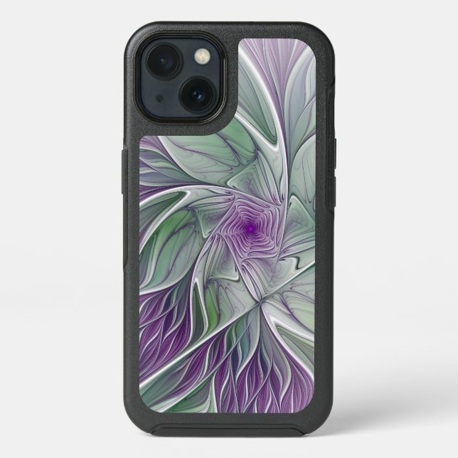 Flower Dream, Abstract Purple Green Fractal Art Otterbox iPhone Case (Back)