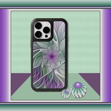 Flower Dream, Abstract Purple Green Fractal Art Otterbox Iphone 14 Pro