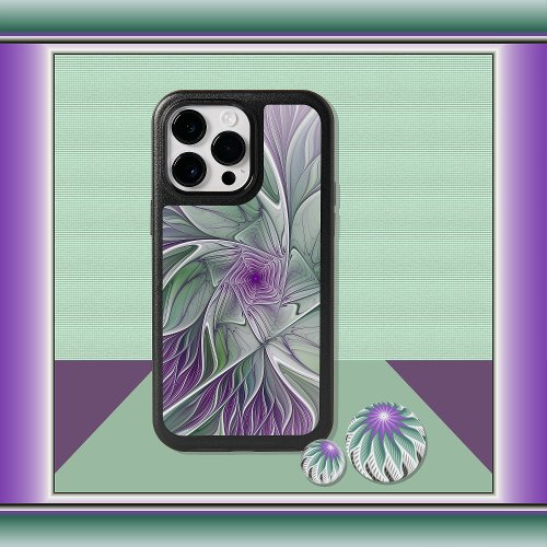 Flower Dream Abstract Purple Green Fractal Art OtterBox iPhone 14 Pro Max Case