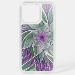 Flower Dream, Abstract Purple Green Fractal Art iPhone 15 Pro Max Case
