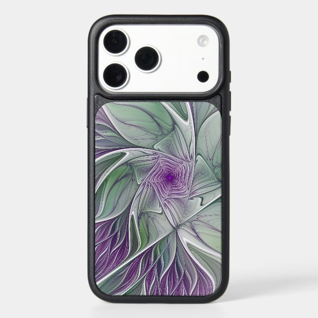 Flower Dream, Abstract Purple Green Fractal Art Otterbox iPhone Case (Back)