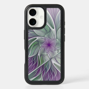 Flower Dream, Abstract Purple Green Fractal Art iPhone 16 Case