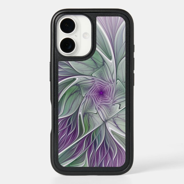 Flower Dream, Abstract Purple Green Fractal Art Otterbox iPhone Case (Back)