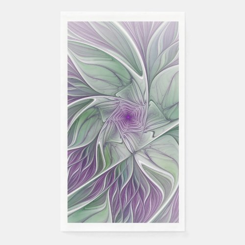 Flower Dream Abstract Purple Green Fractal Art Paper Guest Towels