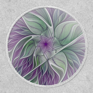 Flower Dream, Abstract Purple Green Fractal Art Patch