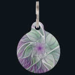 Flower Dream, Abstract Purple Green Fractal Art Pet ID Tag<br><div class="desc">A modern and abstract fantasy flower, fractal art.
Design for your pet tag and more.</div>
