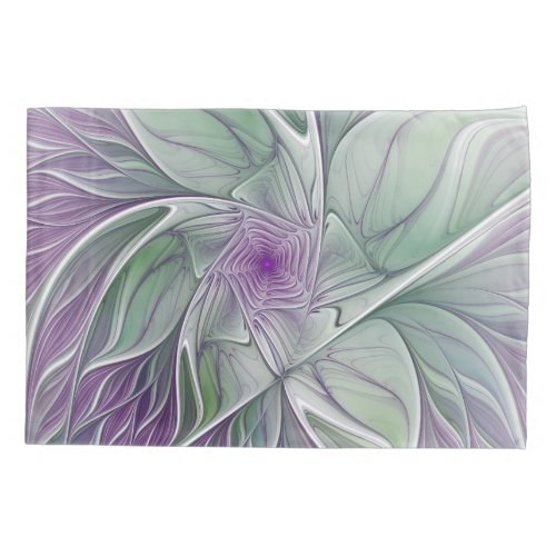 Flower Dream Abstract Purple Green Fractal Art Pillow Case