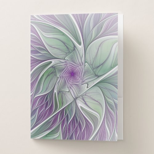 Flower Dream Abstract Purple Green Fractal Art Pocket Folder