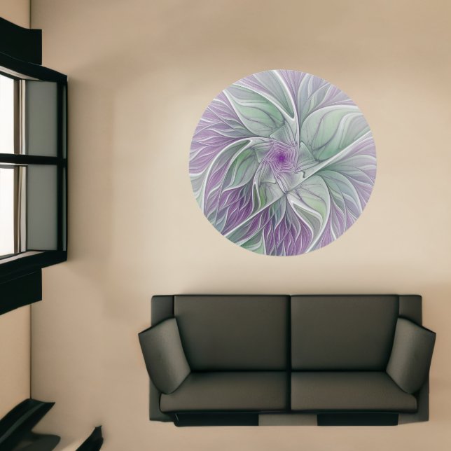 Flower Dream, Abstract Purple Green Fractal Art Rug (Insitu (Indoor 1))
