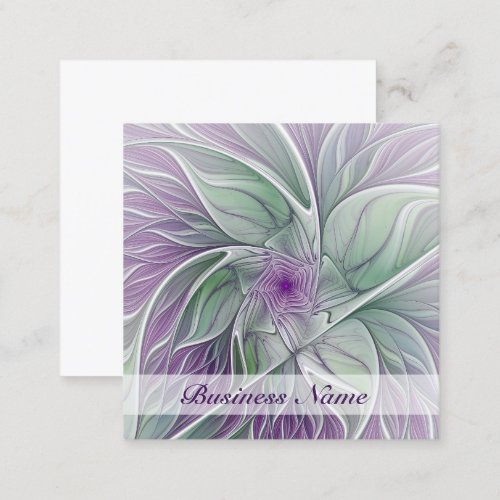Flower Dream Abstract Purple Green Fractal Art Square Business Card