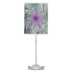 Flower Dream, Abstract Purple Green Fractal Art Table Lamp