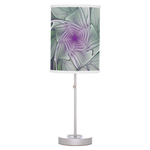Flower Dream Abstract Purple Green Fractal Art Table Lamp