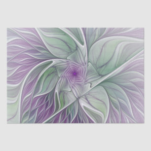 Flower Dream, Abstract Purple Green Fractal Art Tissue Paper