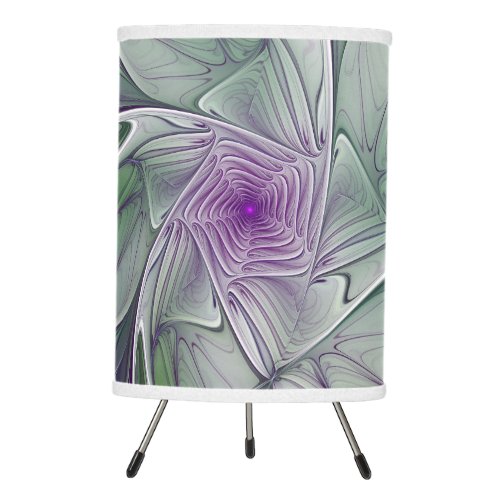 Flower Dream Abstract Purple Green Fractal Art Tripod Lamp