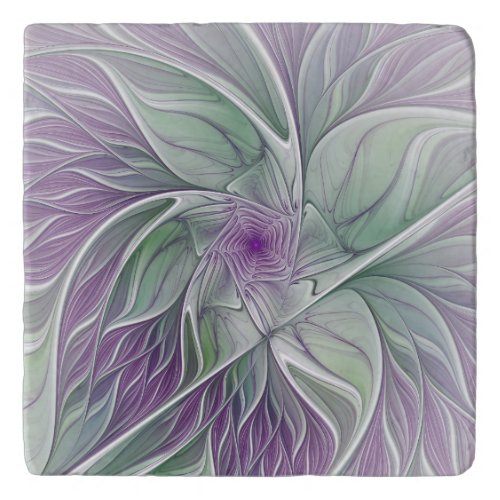 Flower Dream Abstract Purple Green Fractal Art Trivet