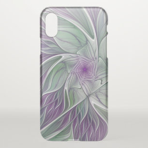 Flower Dream, Abstract Purple Green Fractal Art iPhone XS Case