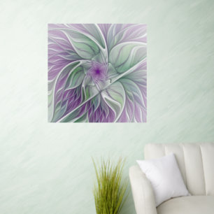 Flower Dream, Abstract Purple Green Fractal Art Wall Decal