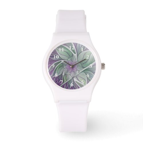 Flower Dream Abstract Purple Green Fractal Art Watch