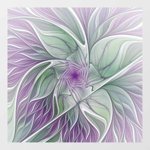 Flower Dream Abstract Purple Green Fractal Art Window Cling