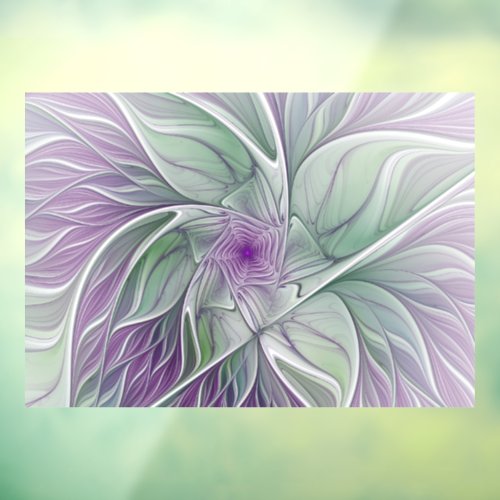 Flower Dream Abstract Purple Green Fractal Art Window Cling