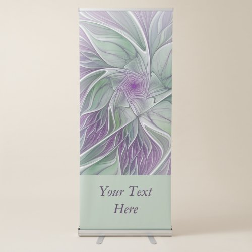 Flower Dream Abstract Purple Green Fractal Text Retractable Banner