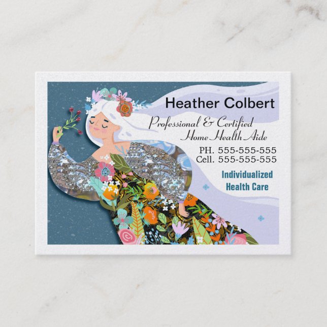 Flower Dream Beautiful Caregiver Professional Business Card (Front)