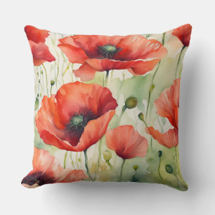 Flower Dream - Poppy Pattern Throw Pillow