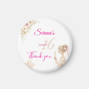 Flower Dreamy Soft Sweet 16 Birthday Button Magnet