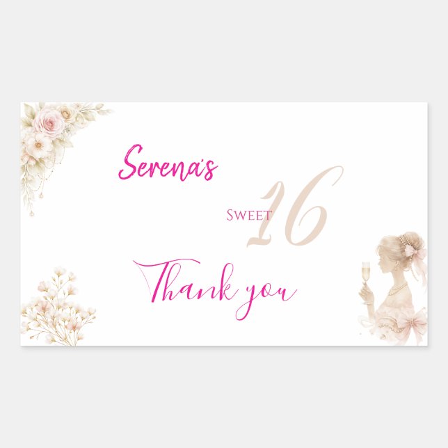 Flower Dreamy Soft Sweet 16 Birthday Gift Tag (Front)