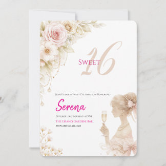 Flower Dreamy Soft Sweet 16 Birthday Invitation