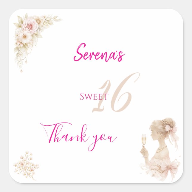 Flower Dreamy Soft Sweet 16 Birthday Sticker (Front)