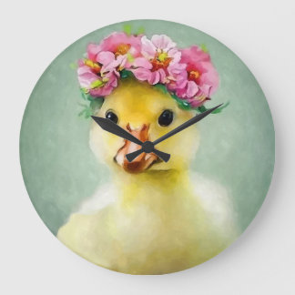 Flower Ducky Large Clock