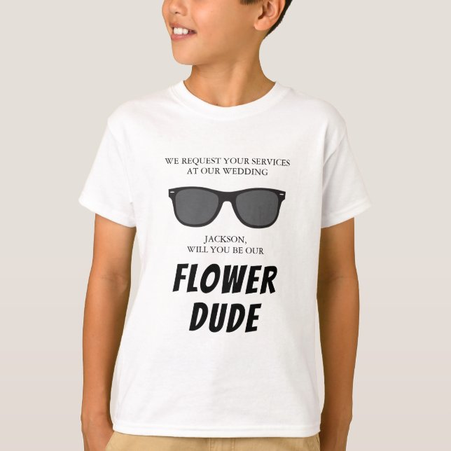 Flower Dude Proposal Kid's Tshirt   (Front)