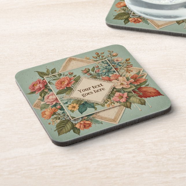 Flower editable beverage coaster (Left Side)