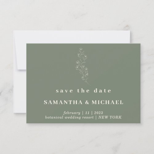 Flower Elegant Sage Green Indie Save date Wedding Invitation