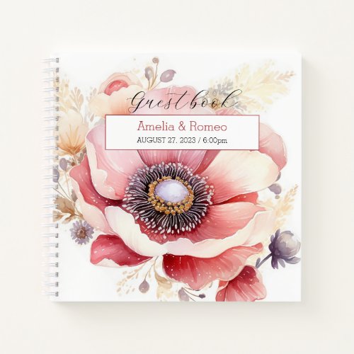 Flower Elegant Wedding Guestbook Notebook